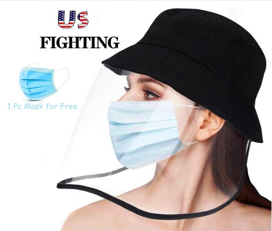 WANOSS Safety Face Shield Visor Mask Full Face Shield Protective Cap for Men and Women Anti-Fog, Anti-saliva,Anti-Spitting Hat Cover Outdoor Fisherman Sun Hat