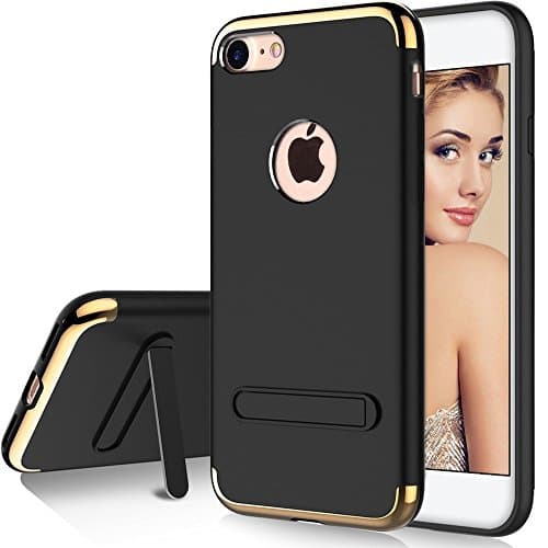 AKEDRE iPhone 7 Case, iPhone 8 Case, Stylish Slim Hard Case [Metal Plate] [Anti-Scratch] Shockproof Electroplate Frame with [Metal Kickstand ] For iPhone 7 4.7 inch.