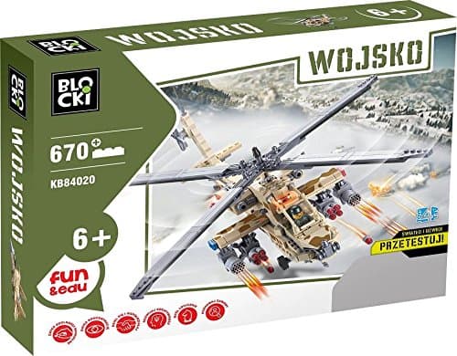 Army – Combat Chopper, set KB84020 play sets, bricks, helicopter with working lights and sounds (Batteries included), mini figures of soldiers, 670 pieces, high quality, blocks for kids, child’s play, toy for joy, low price, toys for children in age of six and over