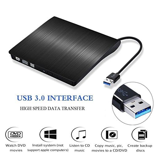 USB 3.0 External DVD Drive Burner CD RW DVD ROM DVD Writer Rewriter Player Wire Draw High Speed Data Transfer For Laptops PC Desktop Support Window XP/Wind 8.1/ 10/ Vista / 7 Linux Mac10 OS System
