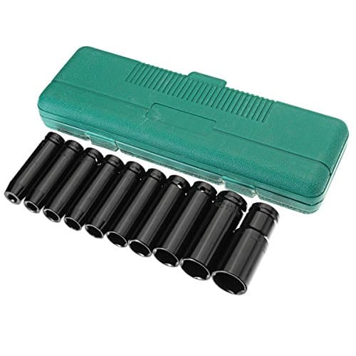 Wchaoen 10pcs 1/2 Inch Drive Deep Impact Socket Set Chrome Vanadium Steel Garage Tool Heavy Duty Tool Hardware Parts