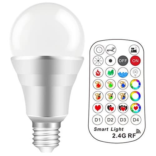 Yangcsl E26 LED Color Changing Light Bulb with 2.4G RF Wireless Remote Control (4-Zone), Pure White, 1 Million Colors, Dimmable 10W A19 Lamp (Pack of 1)