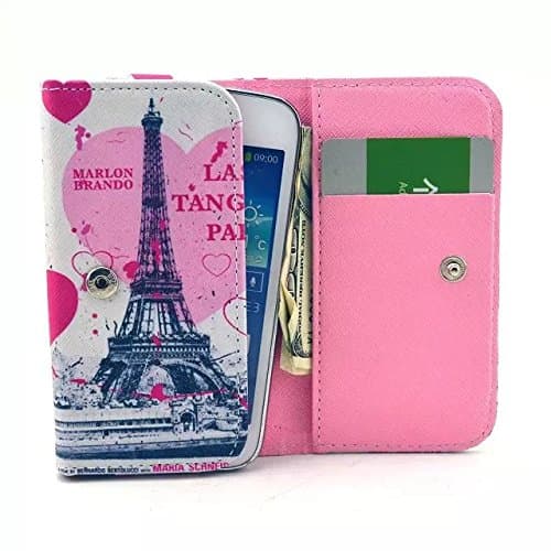 R1 HD Case,Last Tango in Paris Eiffel Tower Pattern Universal Smartphone Flip Wallet Clutch Bag Carrying PU Leather Protective Cover for BLU R1 HD 5 Inch