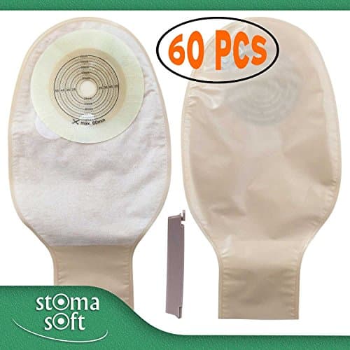 3 Pack Bundle(60 pcs.) of 20 One Piece Drainable Ostomy Colostomy Ileostomy Pouch 60mm Cut Size Reusable Disposable (Bolsas de Colostomia) by Stoma Soft