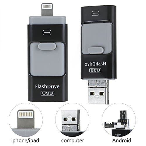 OTG USB Flash Drive 64GB (Black) For Android Cell Phone, iPhone, Computer, Memory Stick External Storage