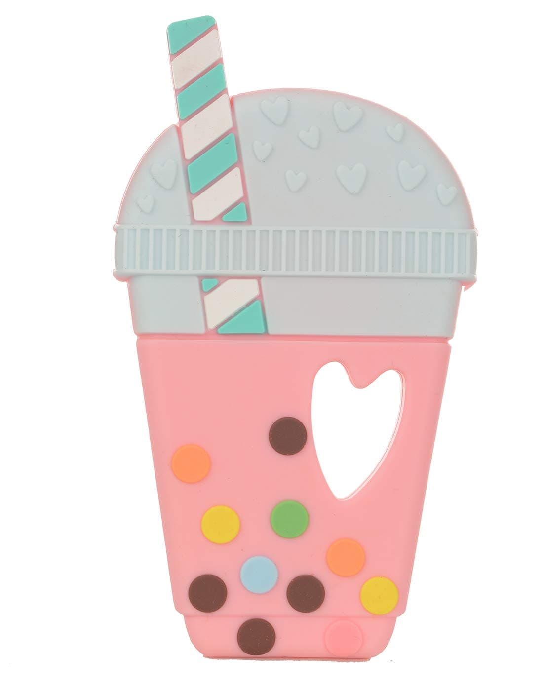 Hapsters Multi-Textured, Soft & Soothing, Easy-Hold, Silicone Teether Toy (BPA Free, Freezer & Dishwasher Safe) - Bubble Tea (Assorted Color)