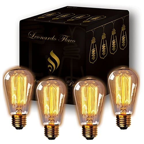 Leonardo Flaco Vintage Edison Light Bulb Dimmable (4 x Pack) 60W - E26 Extra Durable