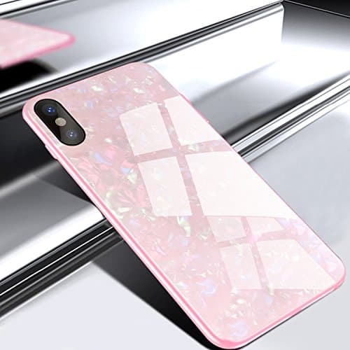 GIZEE Phone Case Compatible with iPhone Xs Max 6.5 Inch, Luxury Glitter Bling 9H Tempered Glass Back Cover Soft TPU…