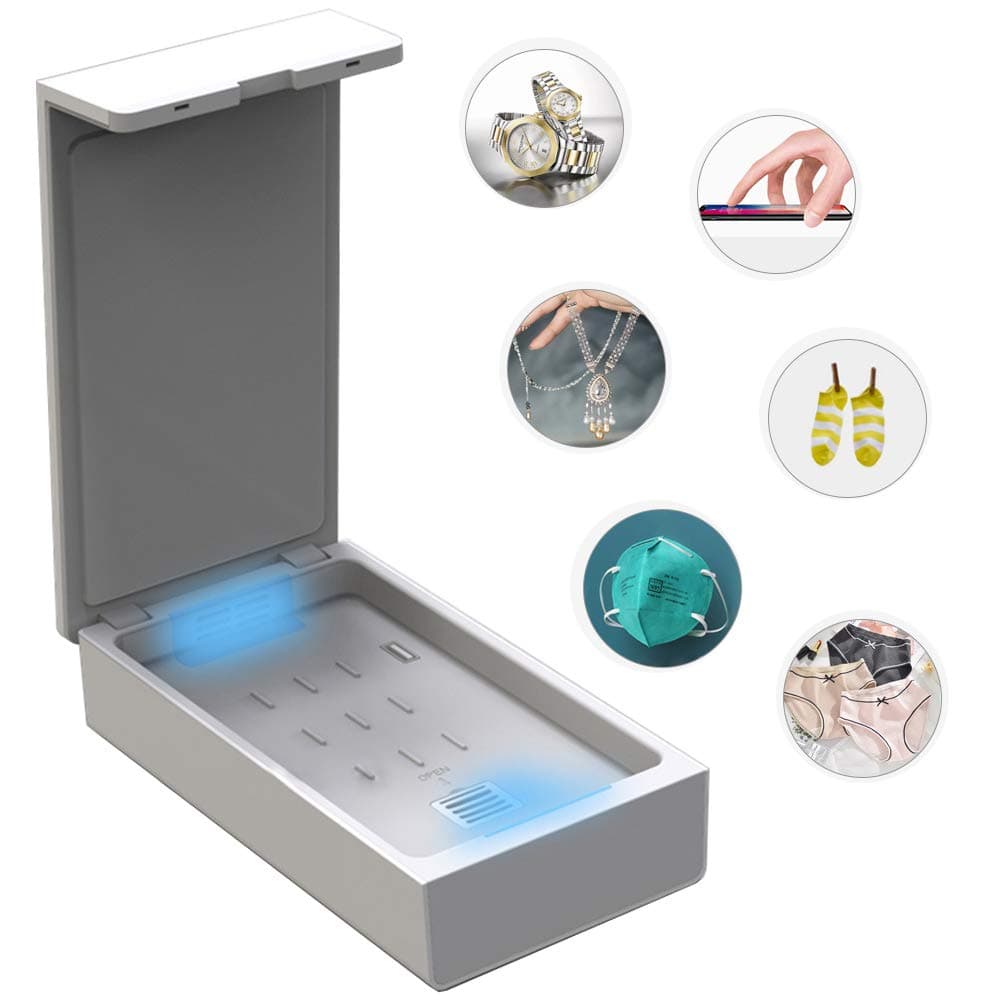 HJJH Sterilizer Box, Multi-Functional UV Sterilization Box Portable Sterilization Mobile -Fully Enclosed Design,Cleaner Portable Uv Sterilizer for Face Mask,Phone,Jewelry