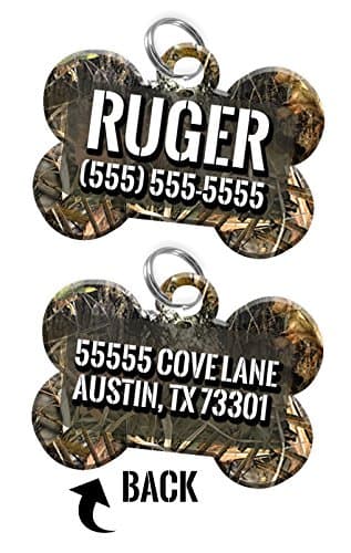 Double-sided Camo Custom Dog Tag Personalized for Pets with Name &amp; Number on the front &amp; address on the back (Tree)