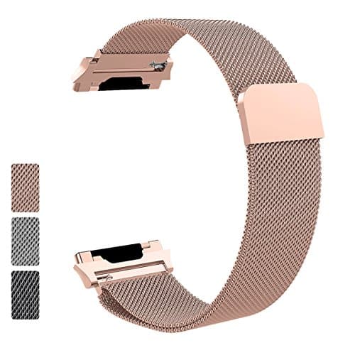 Fitbit Ionic Milanese Band,Vorida Milanese Loop Smart Watch Replacement Bands Sport Strap Metal Wristbands Bracelet Large Small Stainless Steel Women Men Magnet Rose Gold for Fitbit Ionic