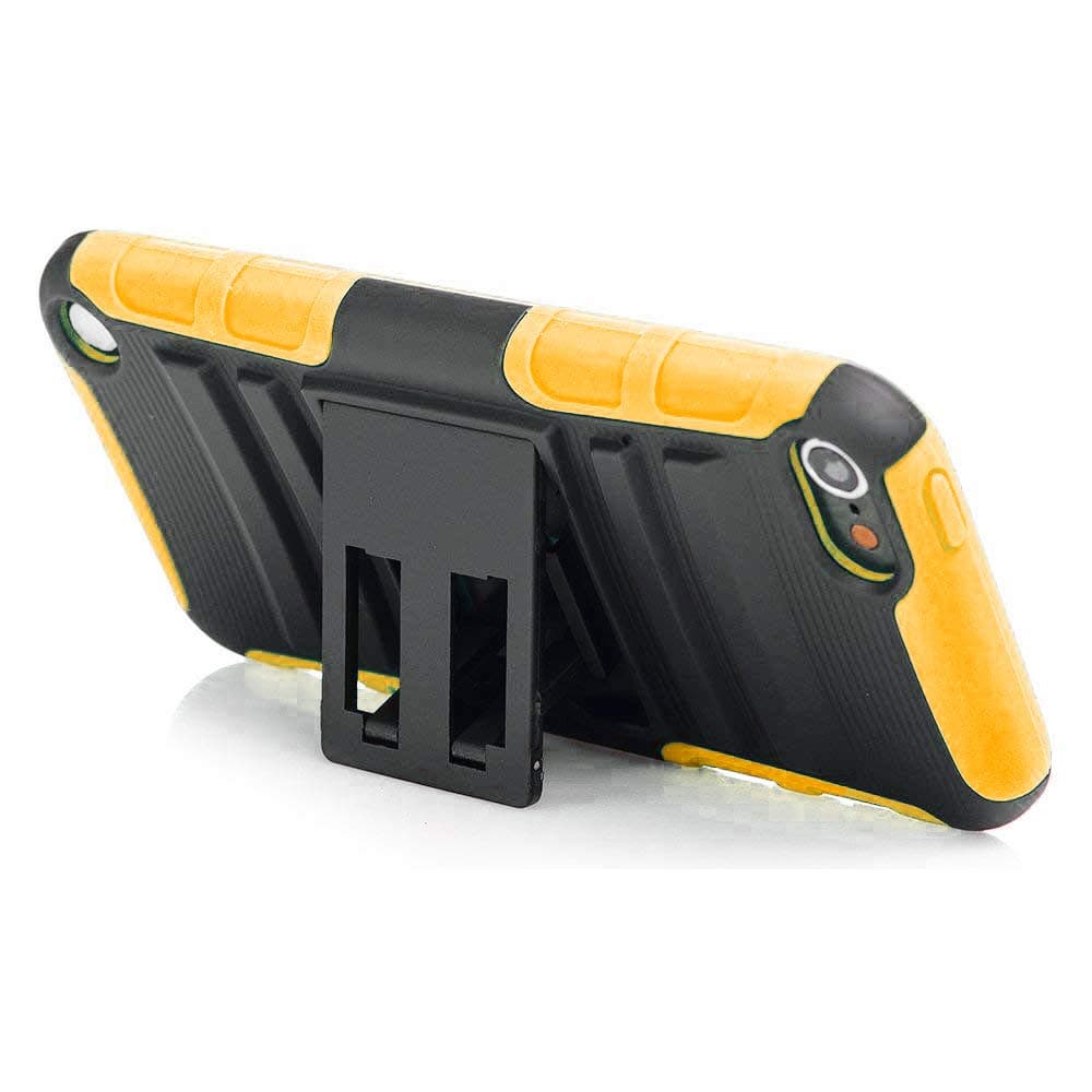 iPod Touch 7th Generation Case, Rugged Hybrid Dual Layer Protection Kickstand Full Cover Case with Video Watching Stand for Apple iPod Touch 7 7th Gen 6 6th Gen 5 5th Gen (Orange)