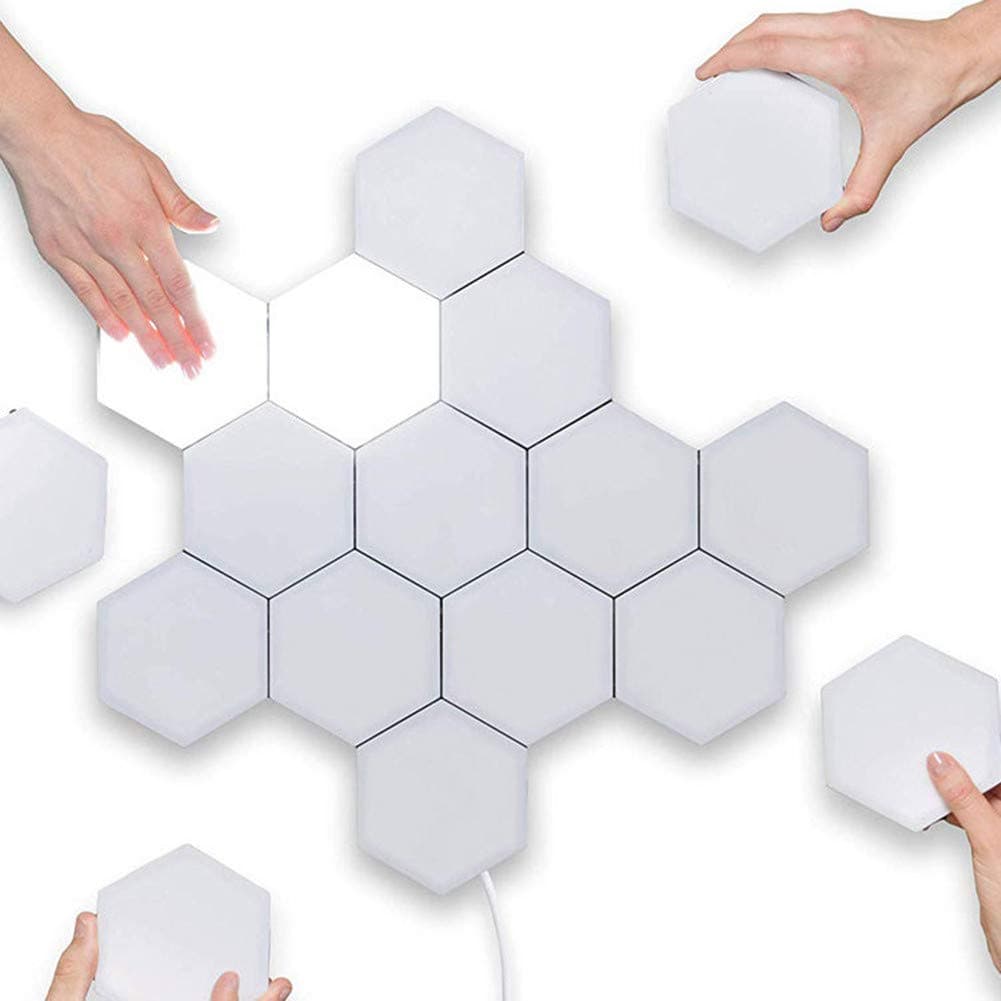 2020 New Creative Hexagonal Touch Sensitive Wall Night Light, Modular Geometry Assembly Honeycomb LED Lamp for Home, Kids' Room, Christmas, New Year, Festival Decoration(6 Pcs)