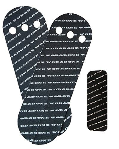 Wod and Done Grips and Hook Grip Bundle - Black 20 Grips / 24 Hook - Self Adhesive - Skin Tight - Chalk and Sweat Friendly