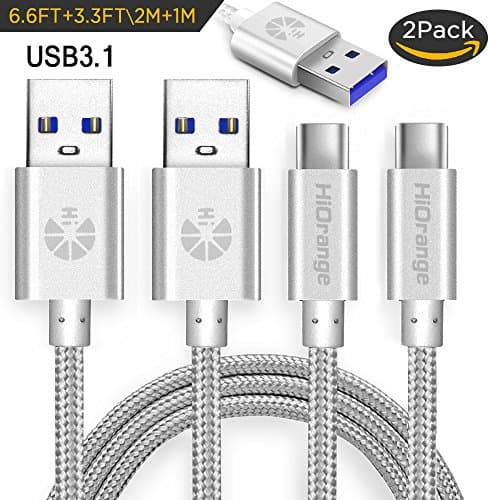 USB Type C Cable,HiOrange USB C Cable 2 Pack(3.3ft+6.6ft) Nylon Braided USB C to USB Charger Cord for Samsung Galaxy Note 8, Galaxy S8, S8+, MacBook, Nintendo Switch, Google Pixel, Sony XZ, LG V20
