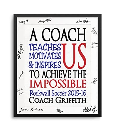 Personalized Coach Art Print, Optional Black Gallery Frame with Team Signature Mat, 11-Inch by 14-Inch Matted to 8 by 10-Inch, Can Add Coach &amp; Team Names