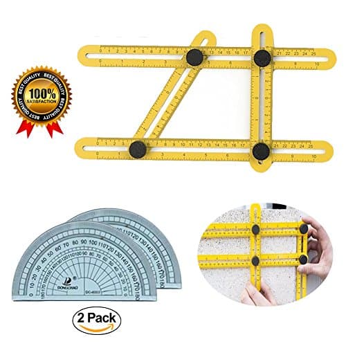 Angleizer Template Tool - Multi Angle Ruler, Builders, Craftsmen, Handymen, Engineers, Durable, Easy To Use +BONUS 2x Semi-Circle Protractors