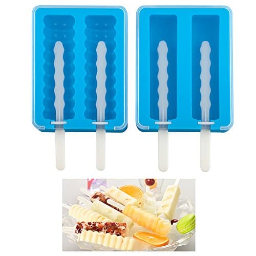 Samuelworld Ice Pop Molds Soft Popsicle Molds Ice Pop Makers With Lid Reusable Silicone Molds 2 Different Shapes Easy Removal, Great Gift Idea 2 Pack Sets BPA Free&amp; FDA Approved