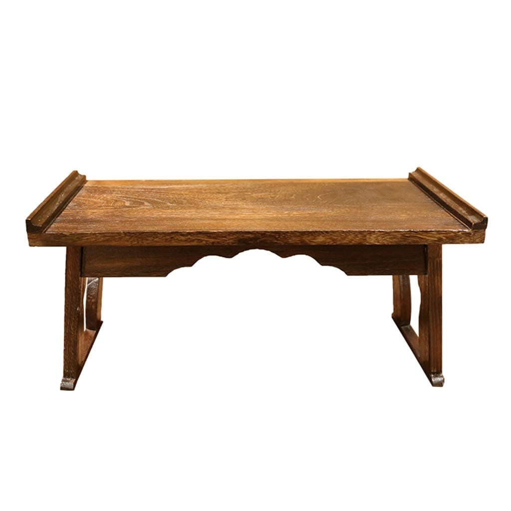 Defeng Solid Wood Coffee Table Balcony Table Foldable Table Japanese Mini Table Laptop Table Study Table Breakfast Table (Color : WOOD COLOR, Size : 60X34X27CM)