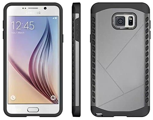 Note 5 Case, LECIINFO [Shield Armor] Dual Layer Hard PC Cover + Silicone Case Hybrid Defender Shockproof Protective Case for Samsung Galaxy Note 5- (Dark gray)