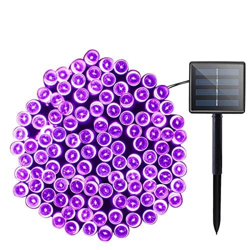Solar Powered String Lights Halloween Outdoor Decor 72ft 200 LED 8 Mode Fairy Lights Waterproof for Indoor Garden Party Patio Home Wedding Lawn Christmas Tree Decorations (Purple)