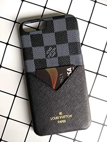 Phone case for iPhone 8 Plus Case, iPhone7 Plus Case, Classic Style Leather Designer Edge Protective with Card Slot Cover Case for iPhone7 Plus, iPhone8 Plus (Lattice Blue)