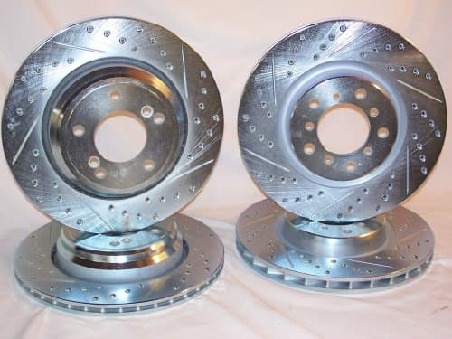 2006 thru 2010 BMW M5 E60 Front &amp; Rear Brake Disc Rotors +Hawk HPS Pads