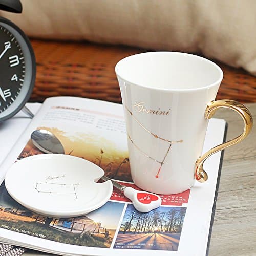 Koolip 10 OZ Coffee Mug Cup - Cute Constellation Ceramic Tea Cup (Gemini)