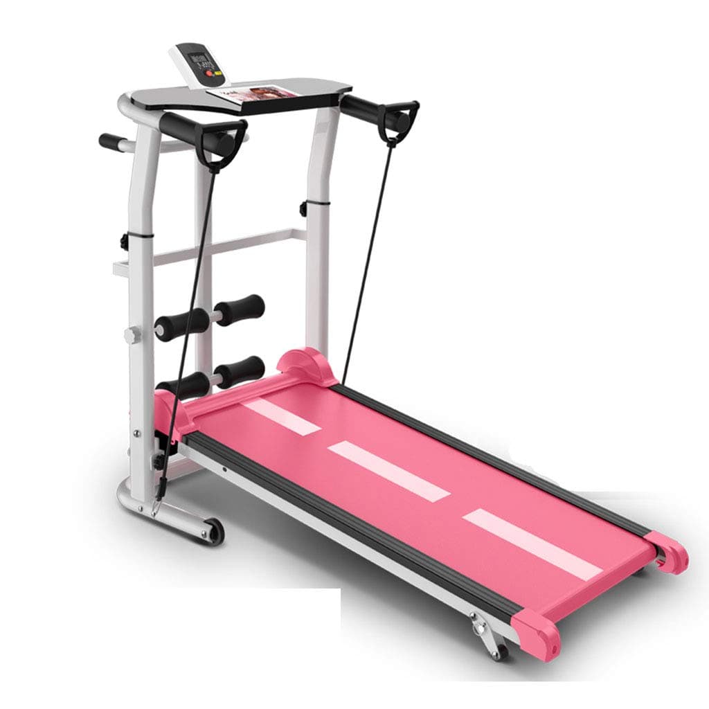 YNLRY Treadmill Folding Mechanical Treadmill Multi-function Sit-up Running Machine (Color : PINK, Size : 120 * 59 * 19CM)
