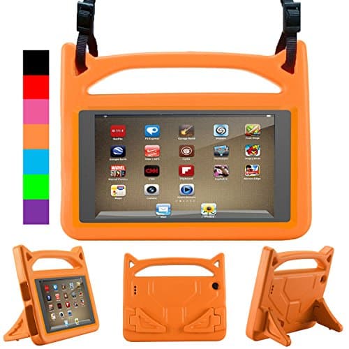 Fire 7 2017 Kids Case, Fire 7 2015 Kids Case - Riaour All-New Kid-Proof Case for Amazon Fire 7 Tablet (All New Amazon Fire 7 Case (7" Tablet, 5th&amp;7th Generation - 2015&amp;2017 release) - Orange)
