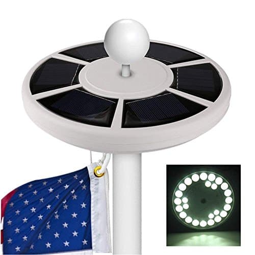 Sprise Solar Flag Pole Lights 26 LED Downlight for Most 15 to 25 Ft,Auto On/Off Night Light