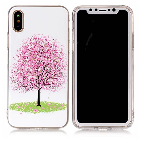 iPhone X Case, Gefee Ultra Slim Luminous Effect Case Noctilucent Light In Night Pattern Rubber Soft TPU Protective Case Cover for Apple iPhone X (Cherry Blossom)