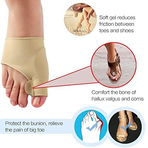 Hellofishly 2 PCS Bunion Corrector Toe Straightener with Bulit in Gel Pads, Bunion Protectors and Toe Separators, Bunion Support for Hallux Valgus, Overlapping Toes