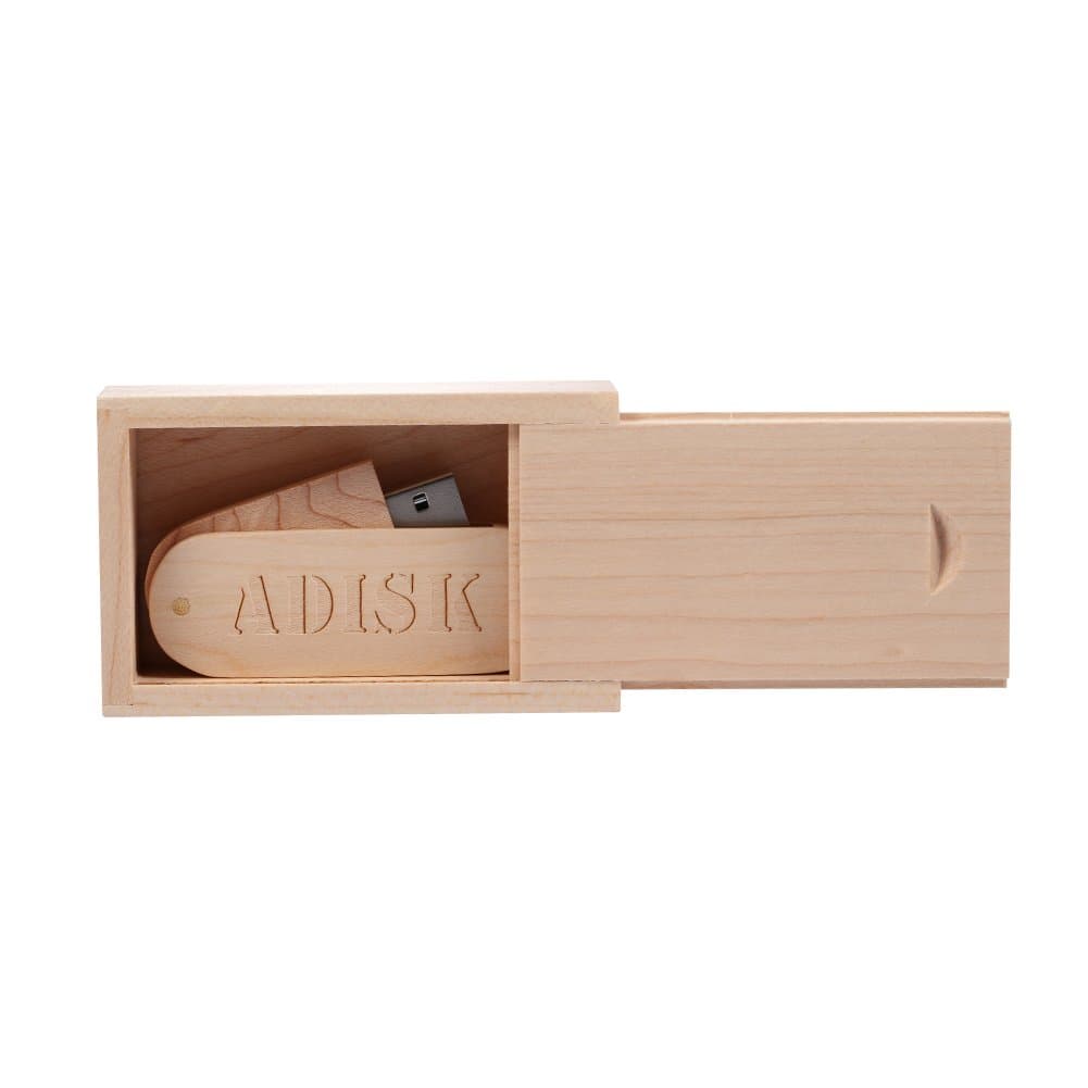 ADISK USB Flash Drives 32G 3.0 Maple Wood Memory Stick Data Storage Pendrive Wooden Usb Stick with Box Real Capacity (32G/3.0, Maple Wood with Box)