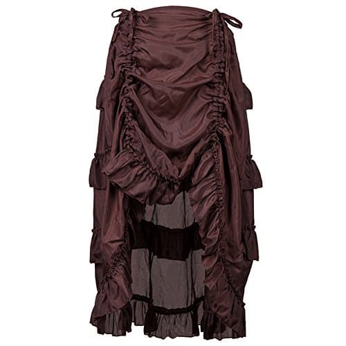 Adjustable Ruffle High Low Gothic Skirt Plus Size Steampunk Corset Skirt Long Dress