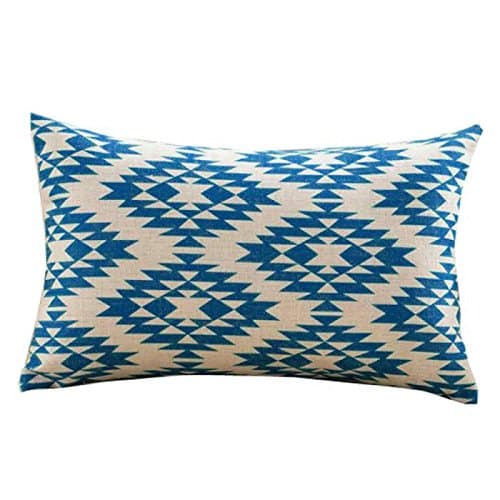 QHB Pillow Cover for Couch Sofa,Geometric Printing Pattern Sentiment Rectangle Cotton Pillowcases Embroidered Decorative for Home Sofa Bed Office Ship Car 12 x 20 in (G)