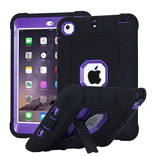 iTrendz iPad Mini Case, Shockproof, Drop Protection, Three-Layer Full-Body Rugged Hybrid Protective Kids Adult Case With Kickstand For iPad Mini and iPad Mini 2 with Retina - Purple