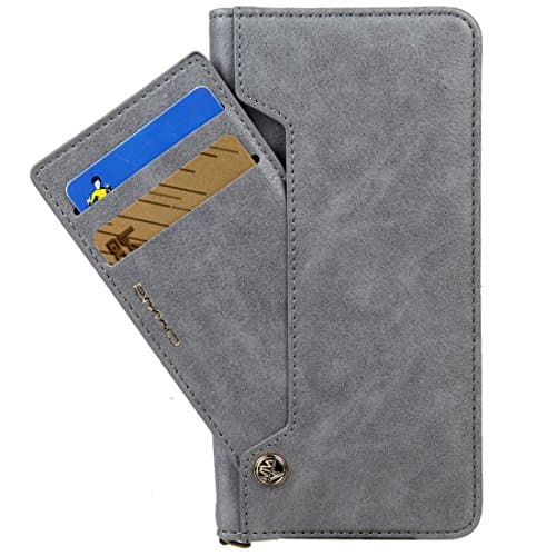 iPhone 7plus Wallet Case, WOOZU iphone7 PLUS Wallet Case [ Rotating Hidden Credit Card Slots] [Folio][Flip]with Stand Feature and Card Holder for Apple iPhone 7 PLUS 5.5"inch