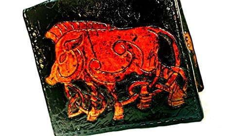 Handmade Leather Celtic Boar, Pig, or Hog Wallet