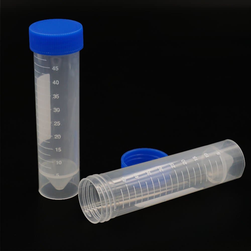 Bluemoona 10 Pcs - 50ml specimen container Empty with Security screw cap sterile plastic sample jar Blue Cap