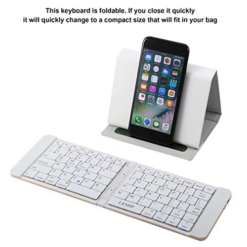 Portable Folding Keyboard,Ptime Wireless Bluetooth Keyboard Mini Keyboard for IOS Android Windows,Pocket Size,Built in Rechargeable Lithium Battery
