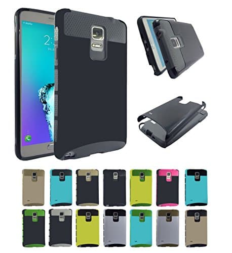 Note 4 Case,Galaxy Note 4 Case,OKASE (TM) Dual Layer Ultra Slim Bumper Cover Rugged Hybrid Shock-Absorption and Anti-Scratch Protective for Samsung Galaxy Note 4 Case (Black/Light Grey)