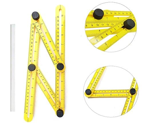Angle Measuring Template Tool By AMC Tools Precision Multi Angle Ruler, Accurate Angling Finder &amp; Protractor - For Carpenters, Architects, Handymen, Craftsmen &amp; Engineers, Marking Pencil Included FREE