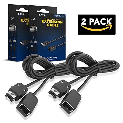 Sliq SNES Classic Edition Controller Extension Cable 10 Feet [2 Pack] - Also Compatible with NES Classic, SFC Classic, Nintendo Wii