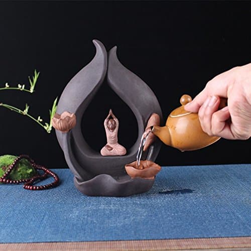 Spie Creative Ornamental Water backflow Censer and Multi-Function Lotus Heart Yoga Series Furnishing Articles Ceramics Handicraft Incense Burner