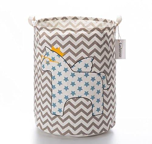 Lavinrose Foldable Large Cylindric New Canvas Fabric Storage Bin Storage Basket Organizer for Kid's Room Toy Storage, Laundry Hamper for Blouse T-shirt Underwear etc (#2)