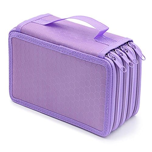 Pencil Case,ANTIKE 72 Holes Inserting Super Large Capacity Multi-layer Students Pen Bag Pencil Organizer Stationary Holder Bag (4 Layers, Purple)