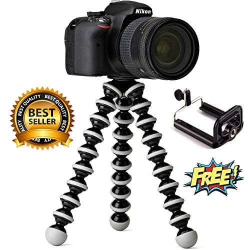 VOSAVO Flexible Foldable 13-inch Gorilla Tripod Octopus Stand + Socket Holder Combo for DSLR's, Mobile Camera, Smartphone Use in Photography, Video Recording