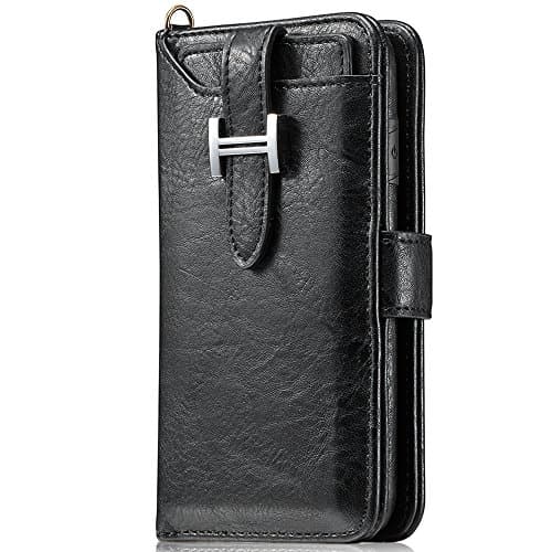 iPhone 8 Case, Moyooo iPhone8 PU Wallet Leather Case With Card Holders, iPhone 8 Flip Cell Phone Carrying Cases With Detachable Magnetic Back Cover (iphone 8, Black)