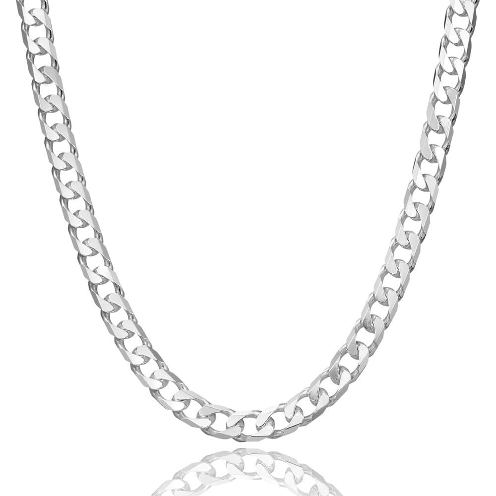 5mm thick solid sterling silver 925 stamped Italian extra flat diamond cut Cuban curb cable link style chain necklace chocker with lobster claw clasp jewellery jewelry - 14 16 18 20 22 24"